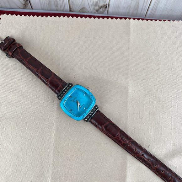 Vintage Beautiful Ecclissi Sterling Silver 925 Electric Blue Turquoise Watch - Picture 9 of 12
